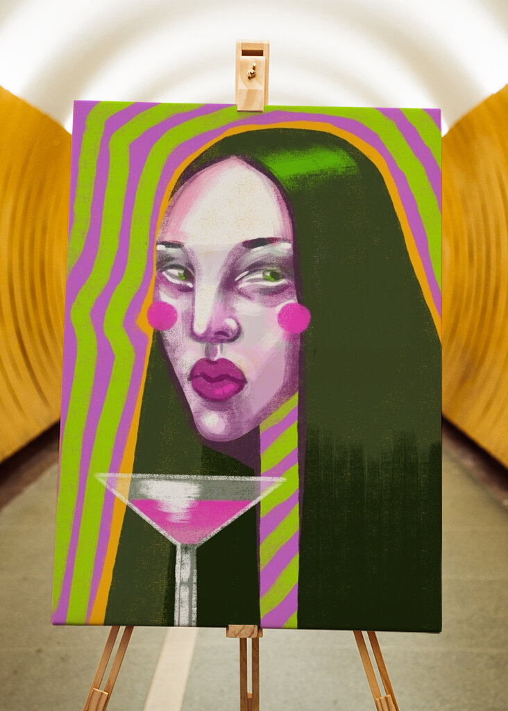 Woman with glass of wine