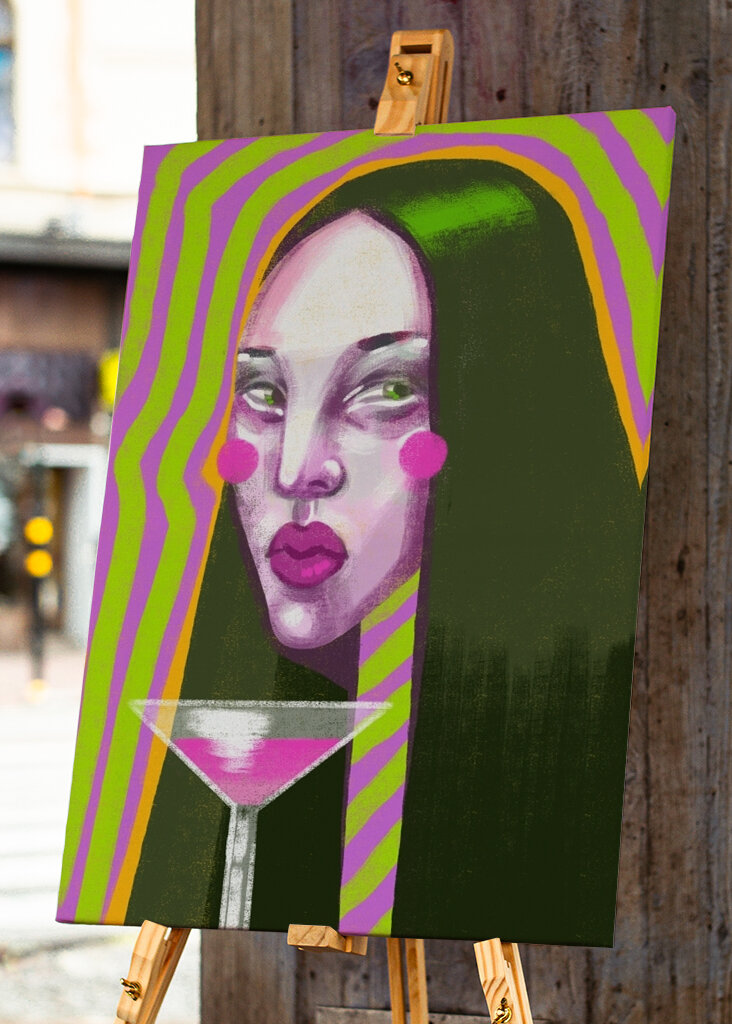 Woman with glass of wine