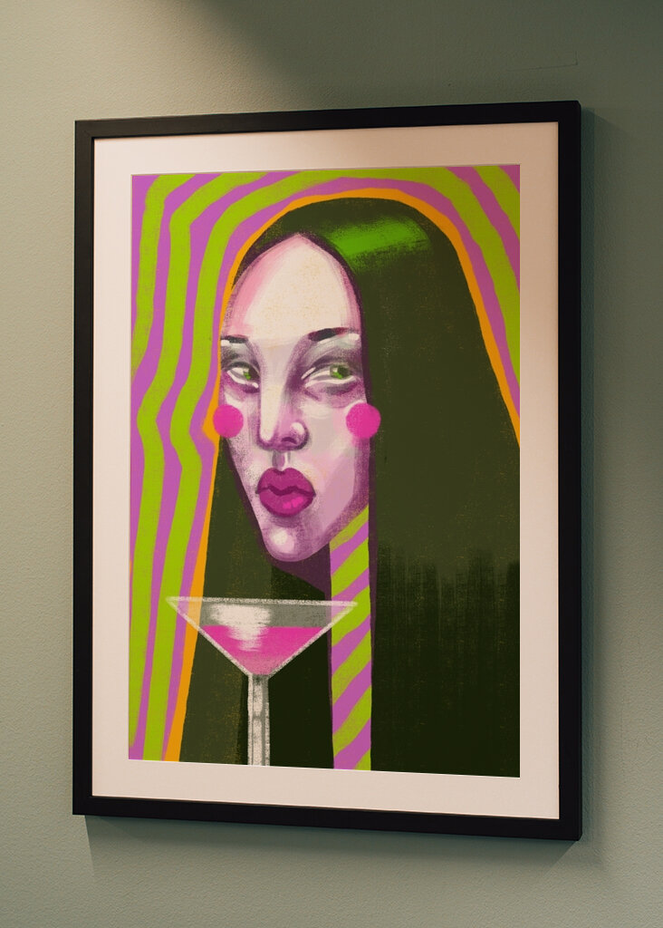 Woman with glass of wine