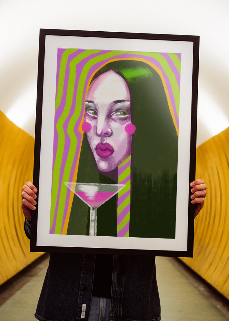 Woman with glass of wine