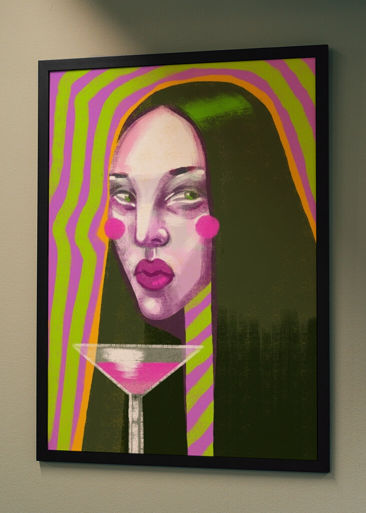 Woman with glass of wine