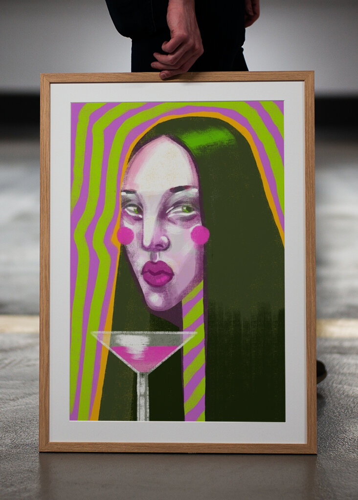 Woman with glass of wine