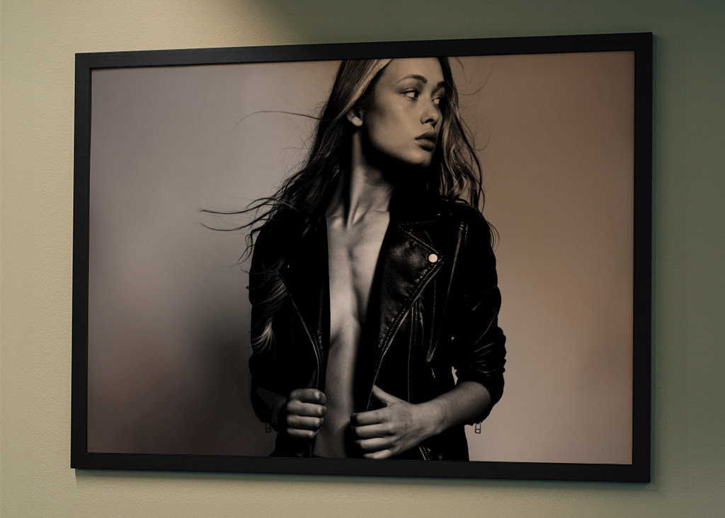 blonde model wearing leather 