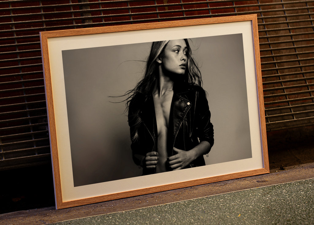 blonde model wearing leather 