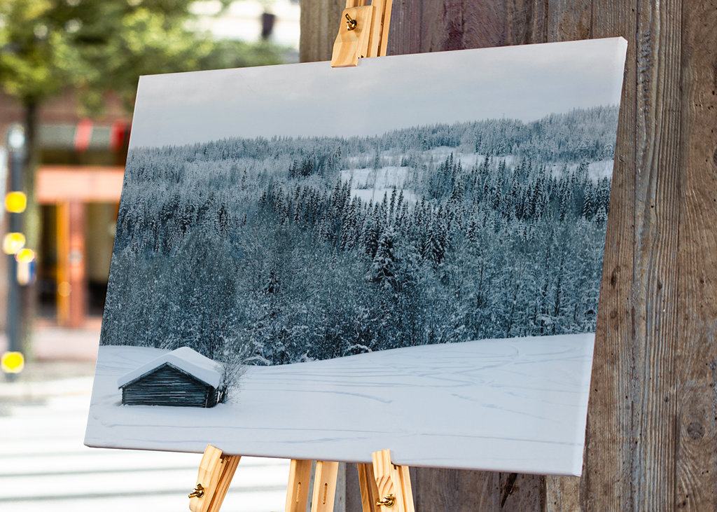 Senník v zimní krajině