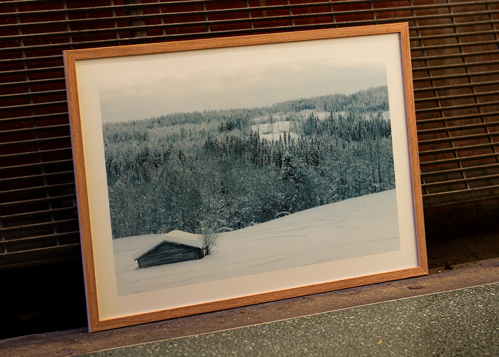 Senník v zimní krajině