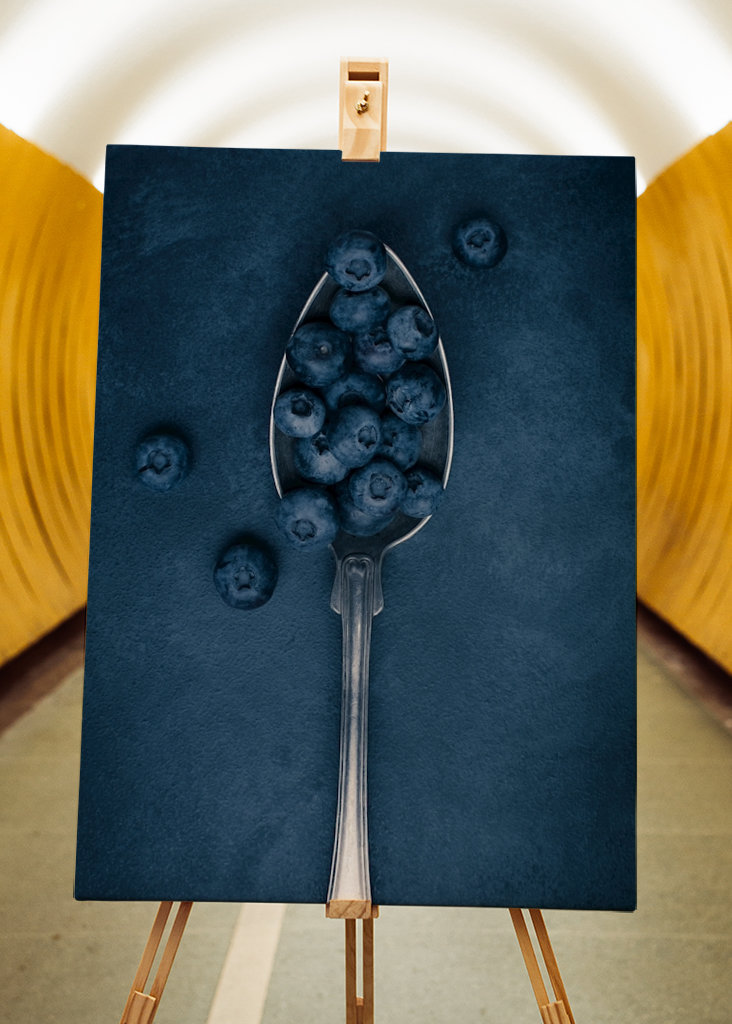 A spoonful of blueberries