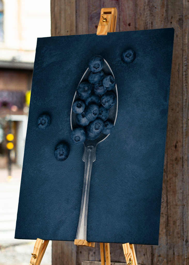 A spoonful of blueberries