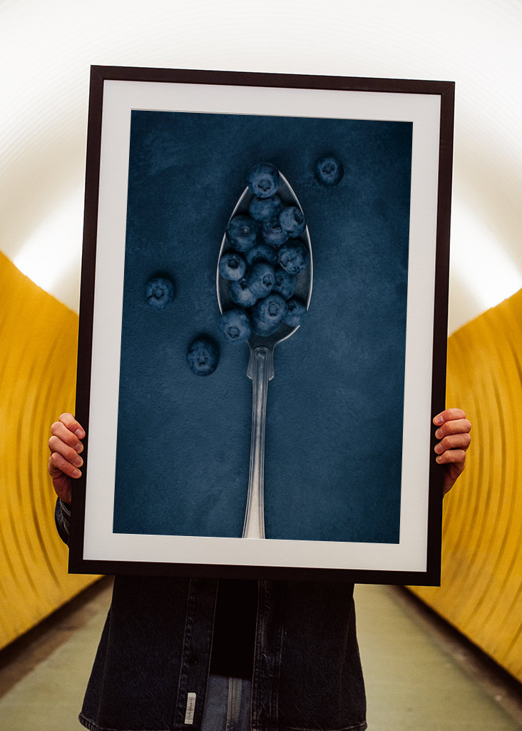 A spoonful of blueberries
