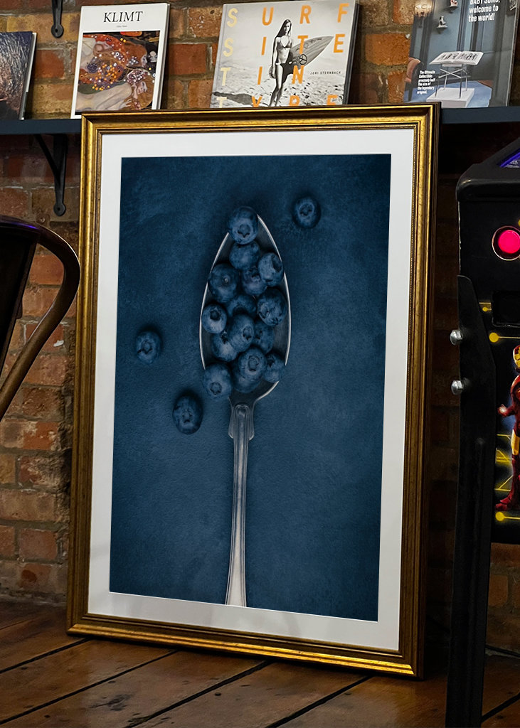 A spoonful of blueberries
