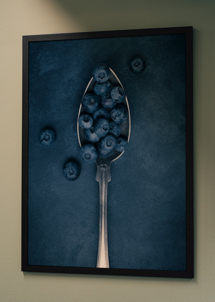 A spoonful of blueberries