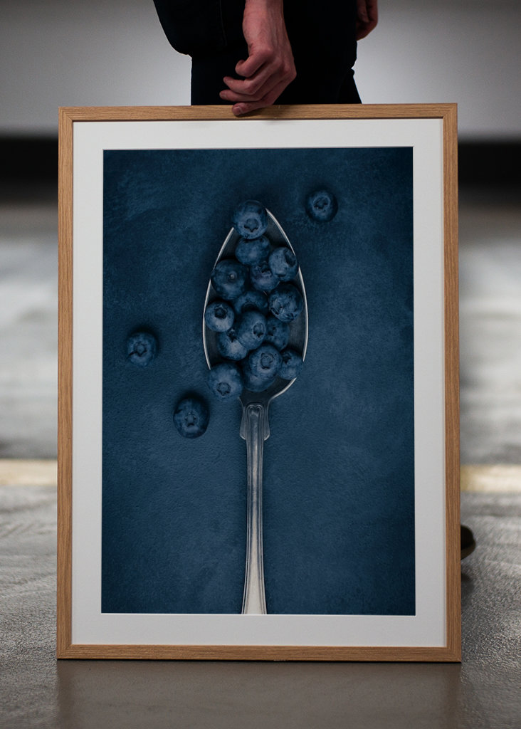 A spoonful of blueberries
