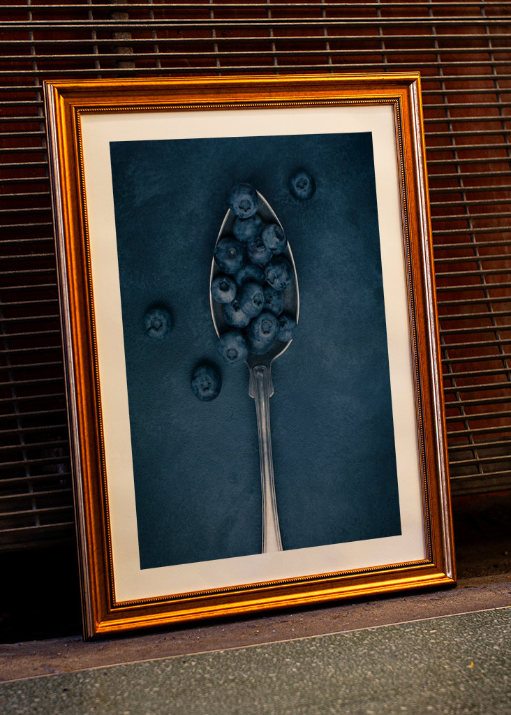 A spoonful of blueberries