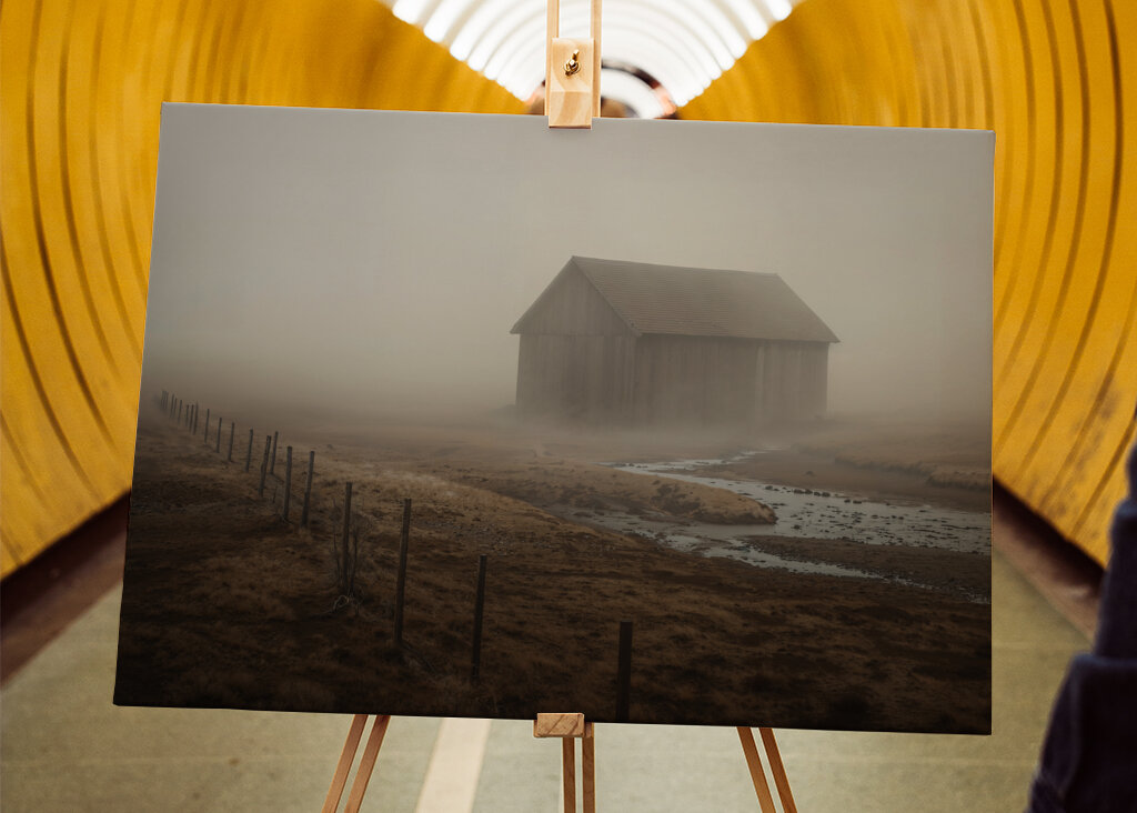 Foggy Barn in The Faroe Island