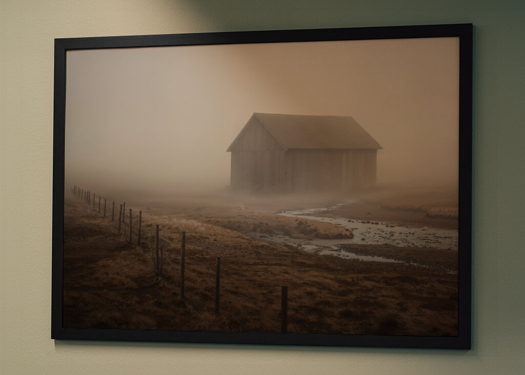 Foggy Barn in The Faroe Island