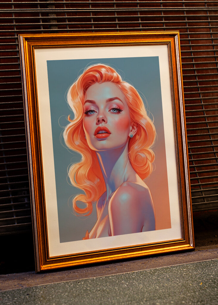 Roodharige pin-up portret 