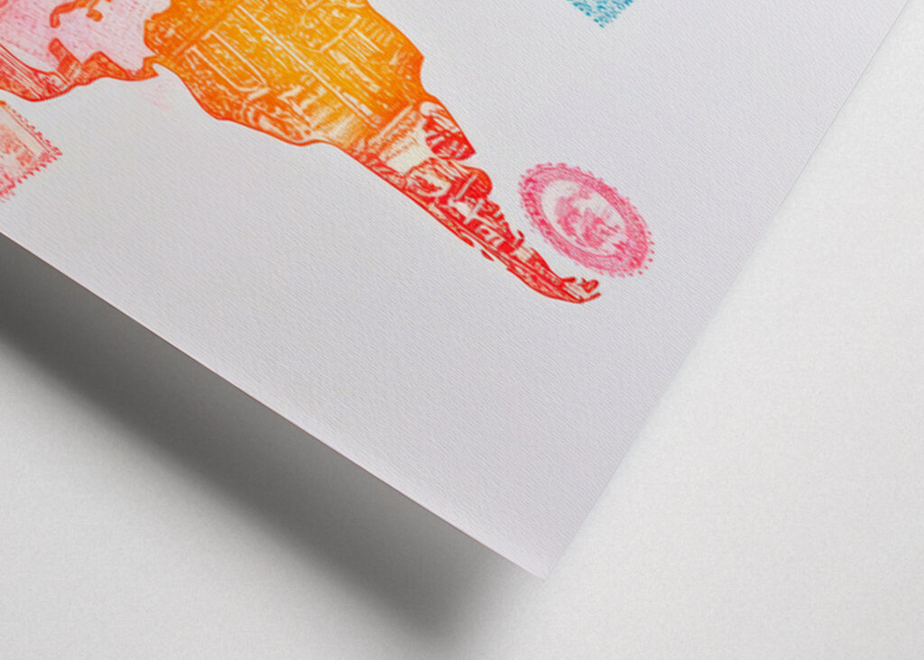 Mappa con timbri sul passaporto 