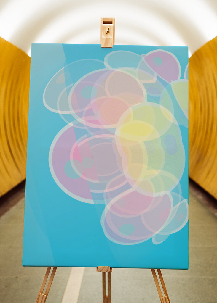 Cercles abstraits au pastel