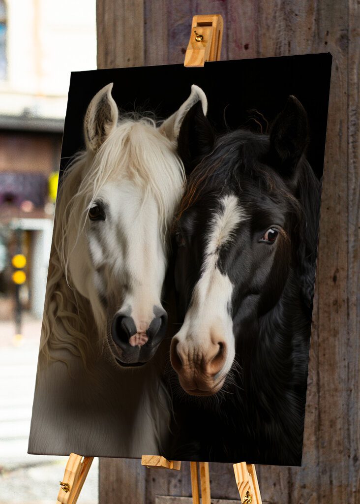 Schwarze und weiße Pferde 1