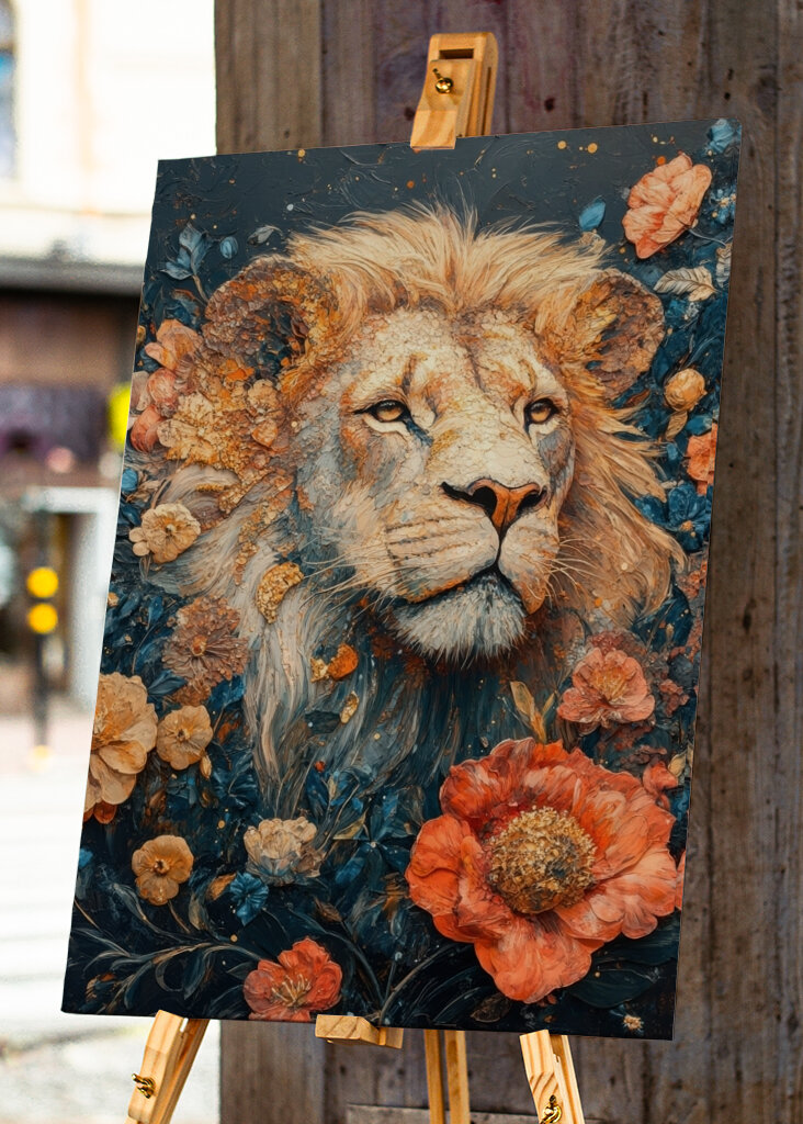 Lion the majesty of flowers