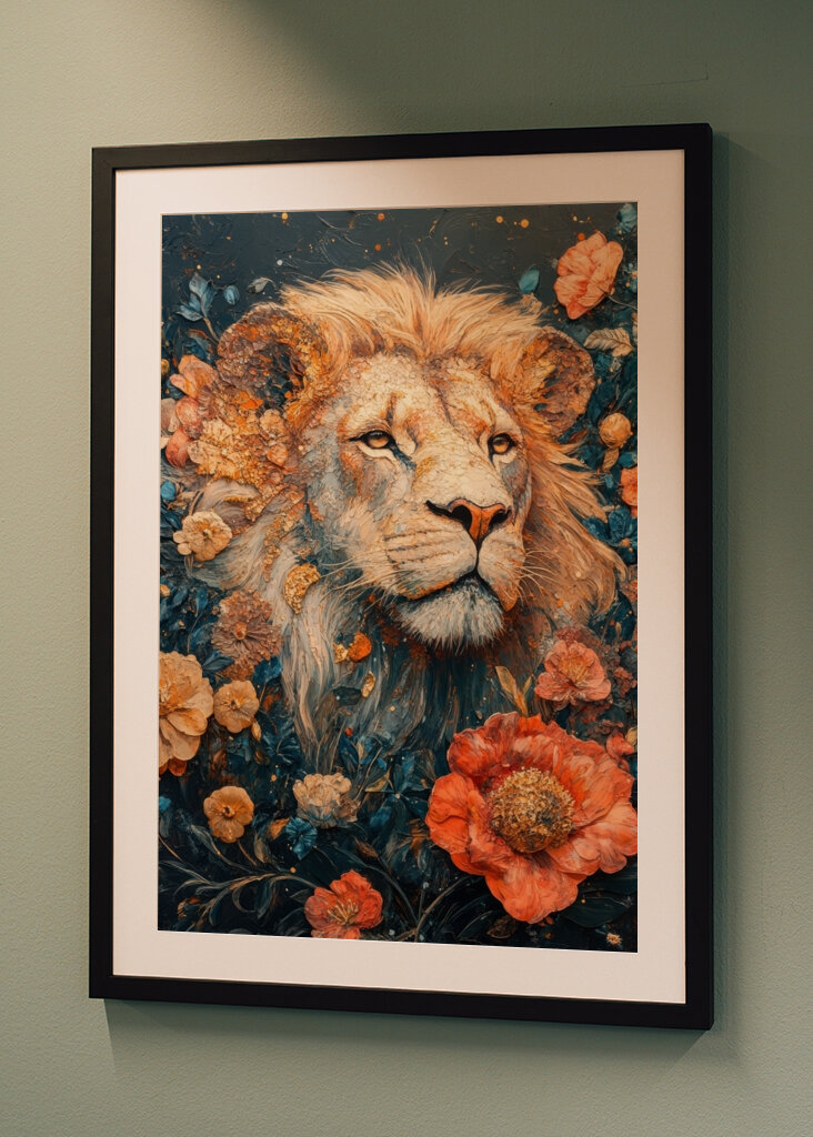 Lion the majesty of flowers