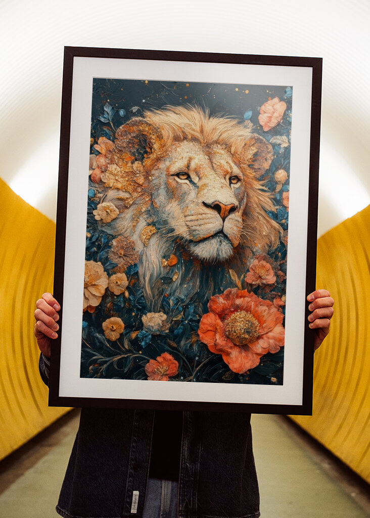 Lion the majesty of flowers