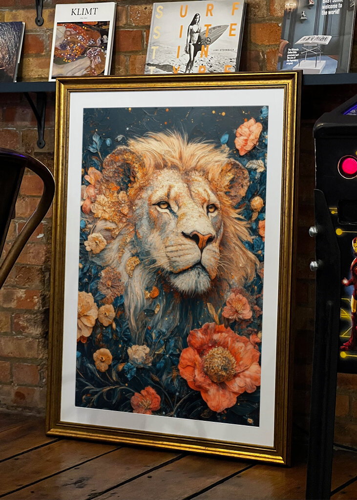 Lion the majesty of flowers