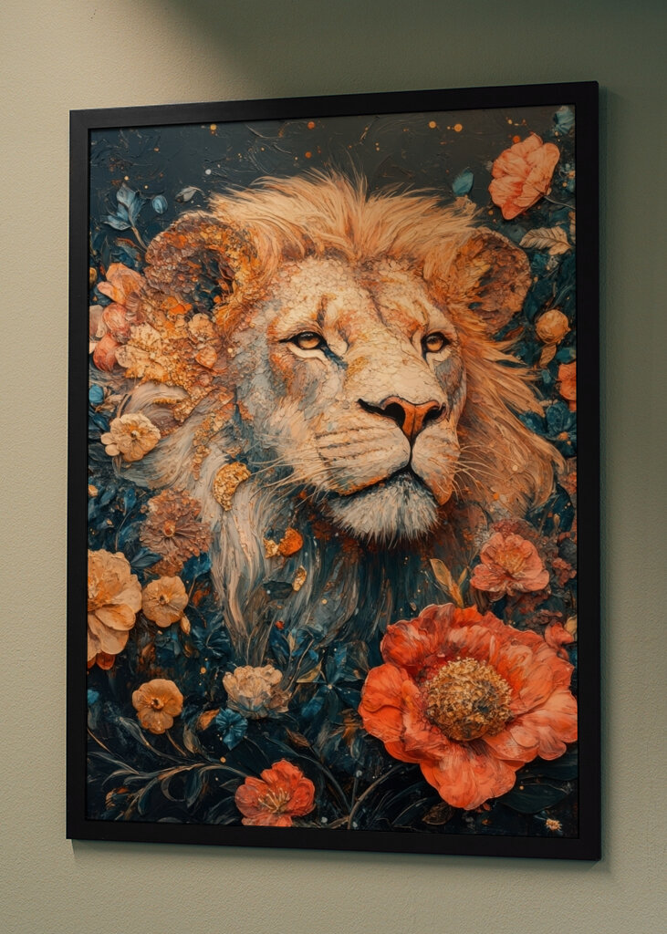 Lion the majesty of flowers