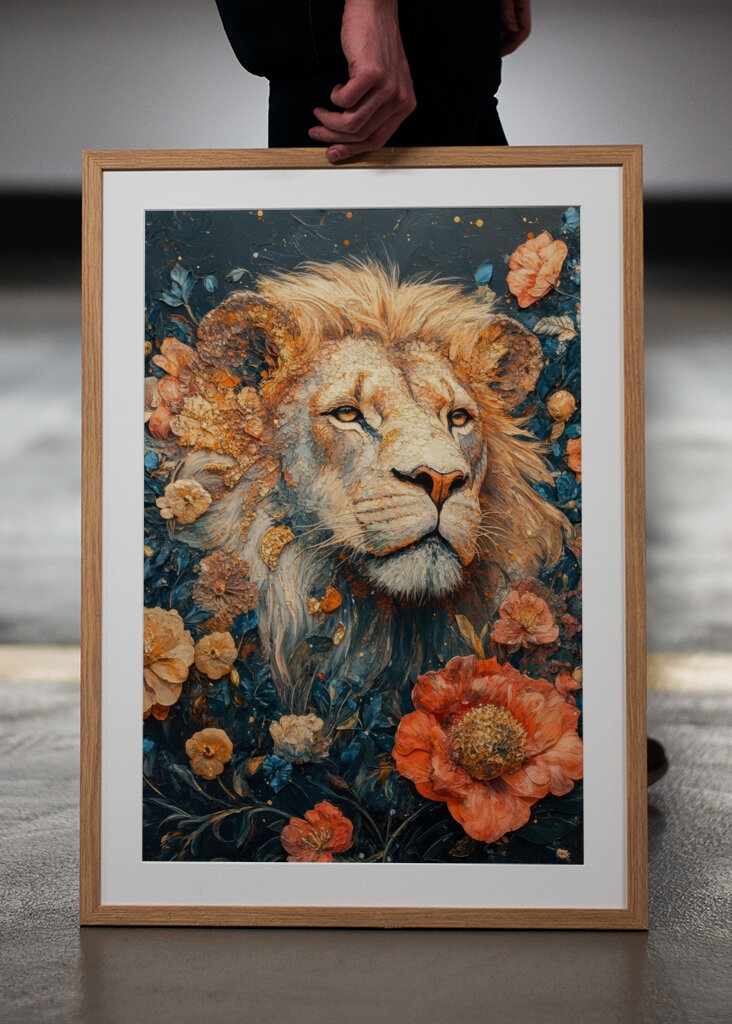 Lion the majesty of flowers