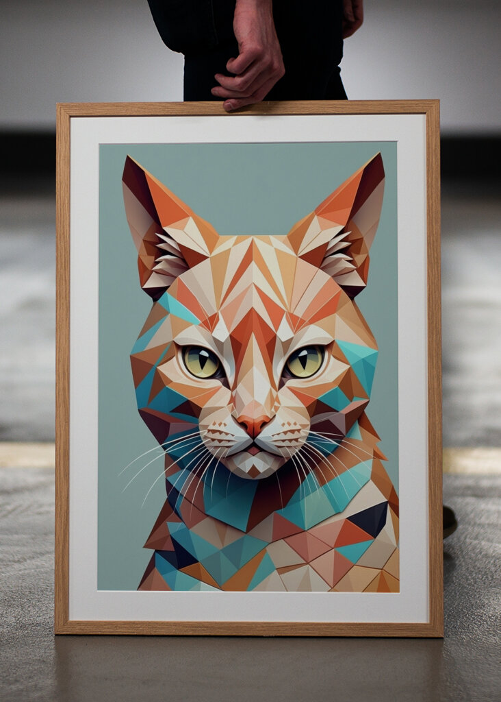 Geométrico Low Poly Cat Portrai