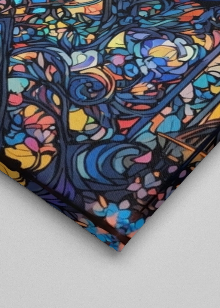 Blaue Katze in Buntglaskunst