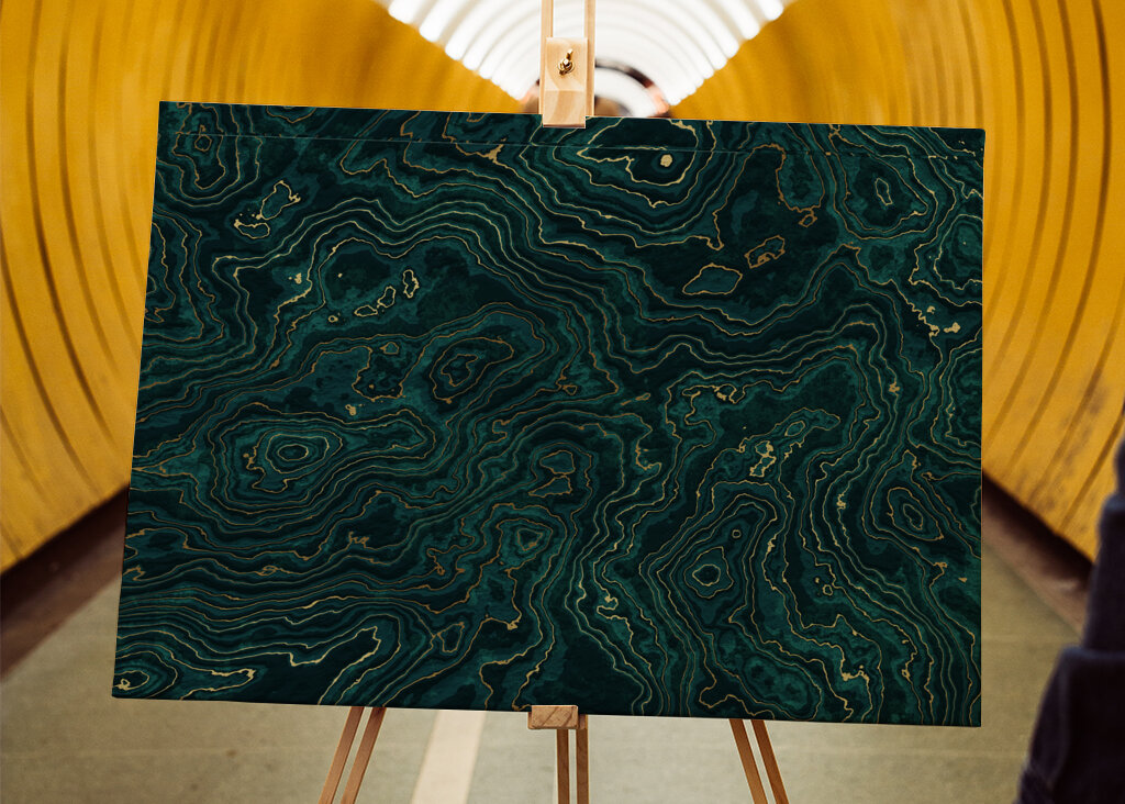 Teal and Gold Marble I