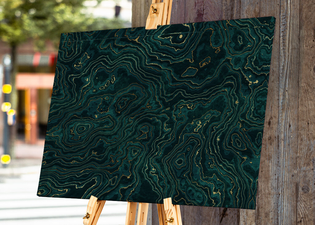 Teal and Gold Marble I