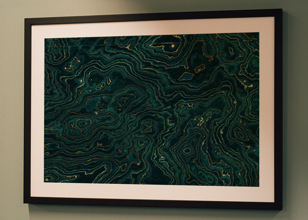 Teal and Gold Marble I