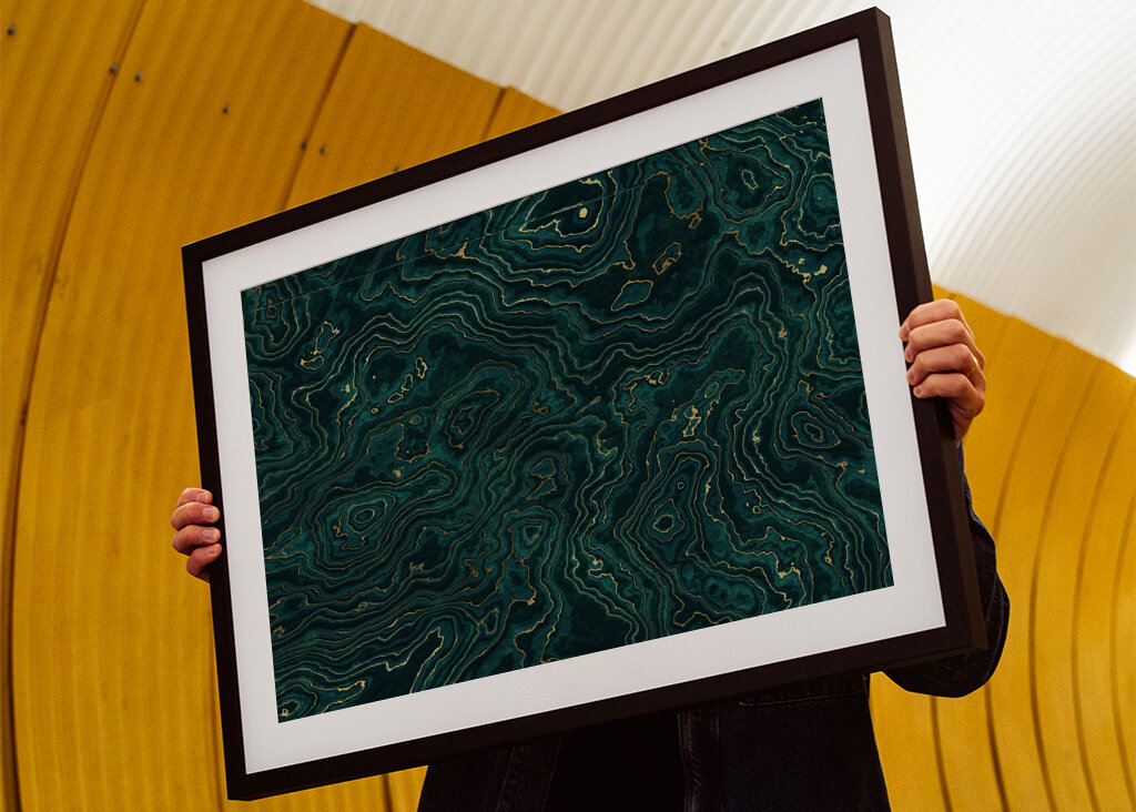 Teal and Gold Marble I