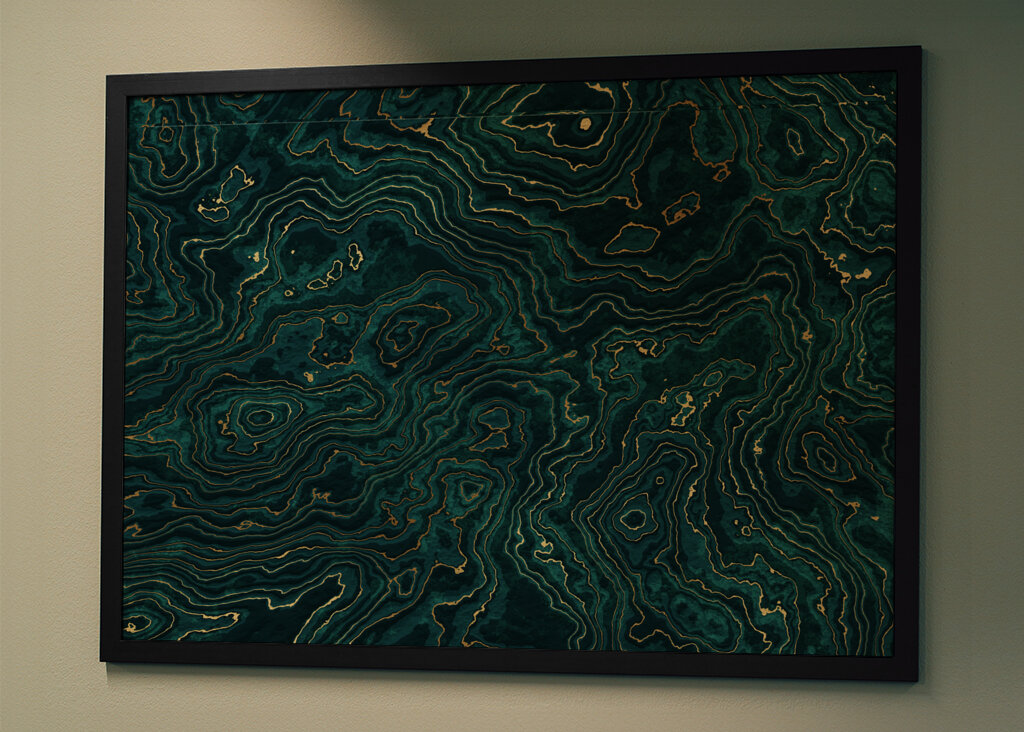 Teal and Gold Marble I