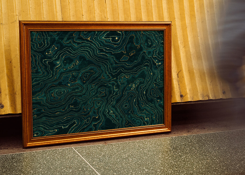 Teal and Gold Marble I