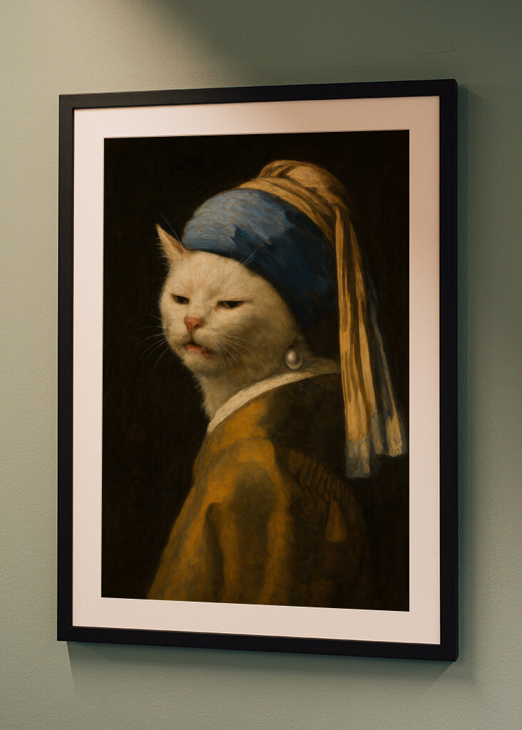 Smudge katt med perle øredobb