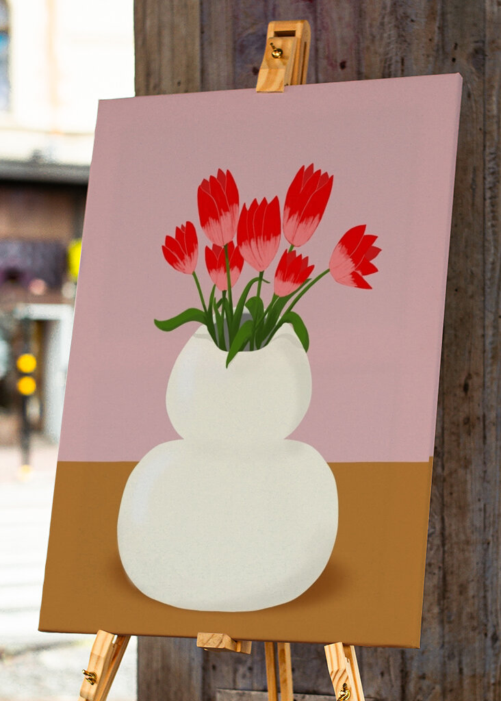 Tulips in white vase