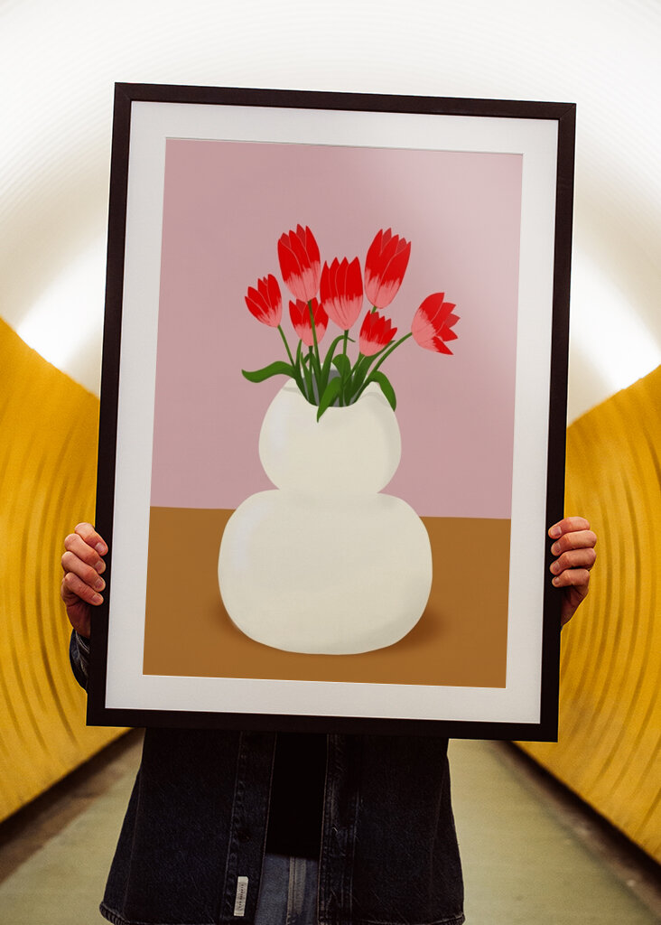 Tulips in white vase