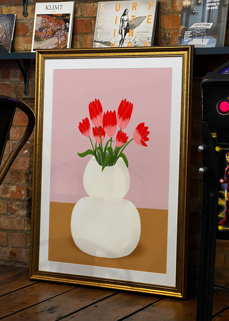 Tulips in white vase