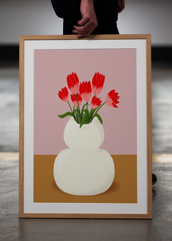 Tulips in white vase
