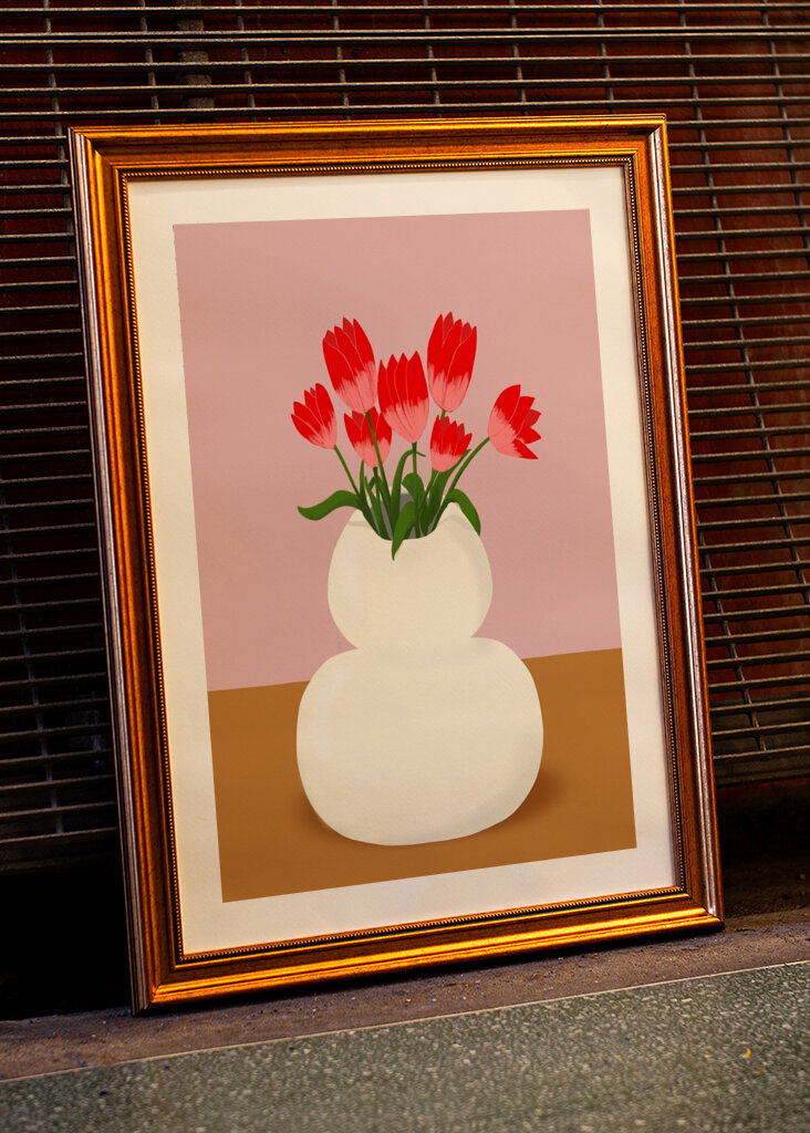 Tulips in white vase