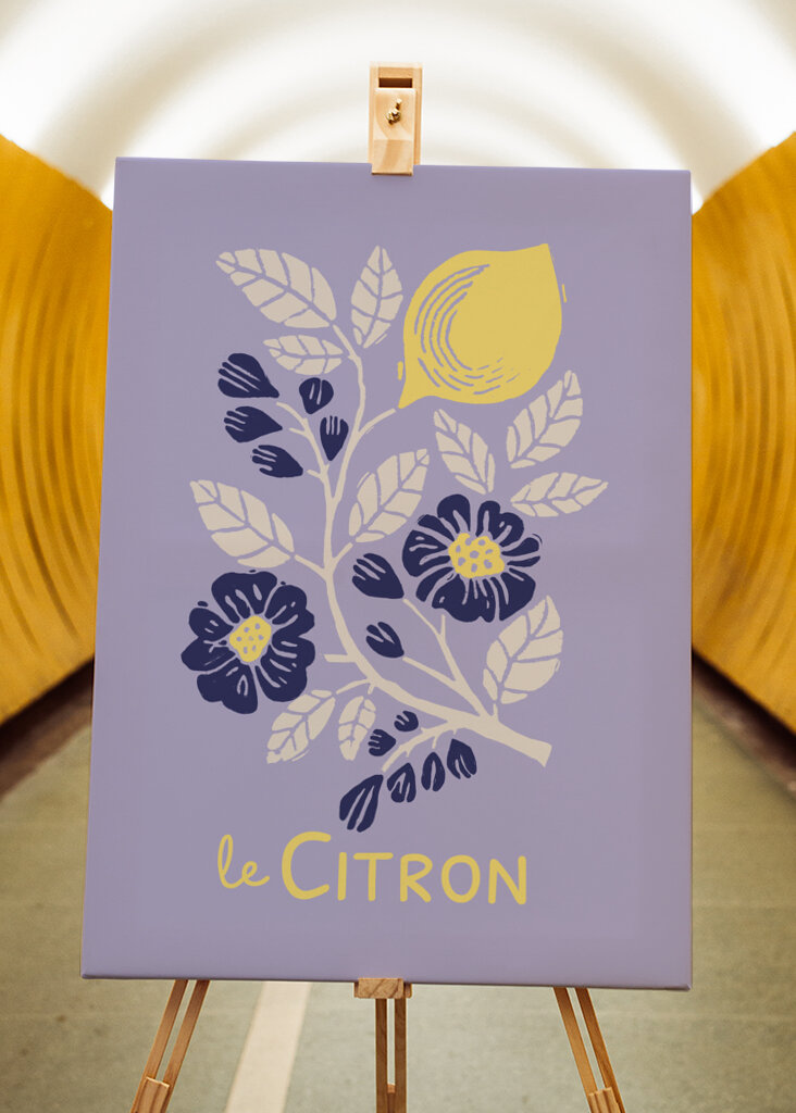 Dopamine Mid-Century Lemon Art