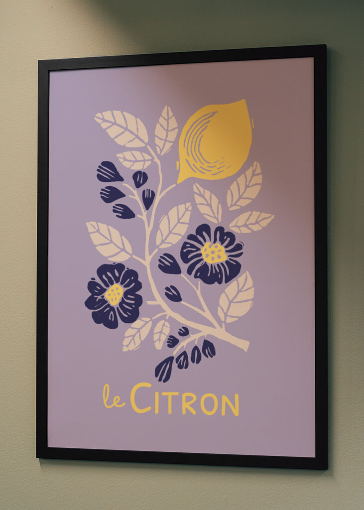 Dopamine Mid-Century Lemon Art