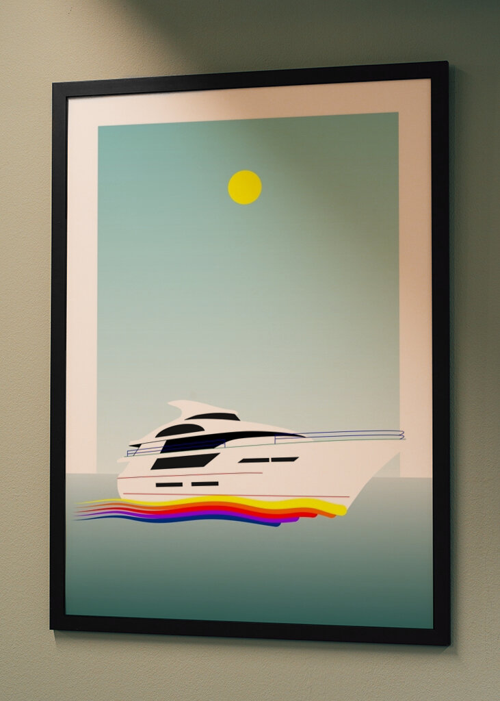 Yacht on rainbow wave 1