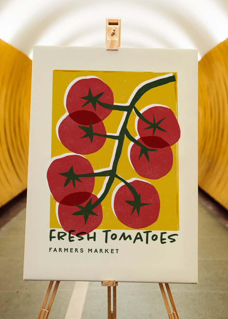 Farmářský trh s čerstvými rajčaty