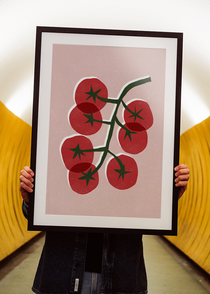 Rustic Kitchen Tomato Linocut 