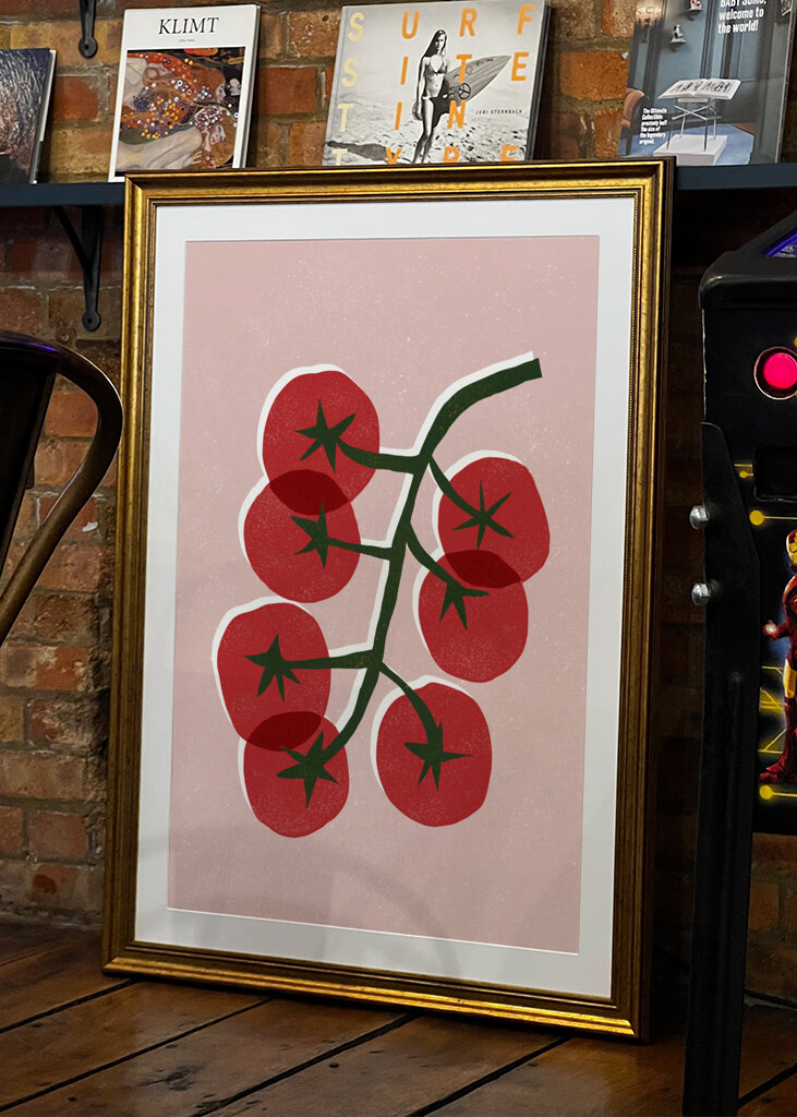 Rustic Kitchen Tomato Linocut 