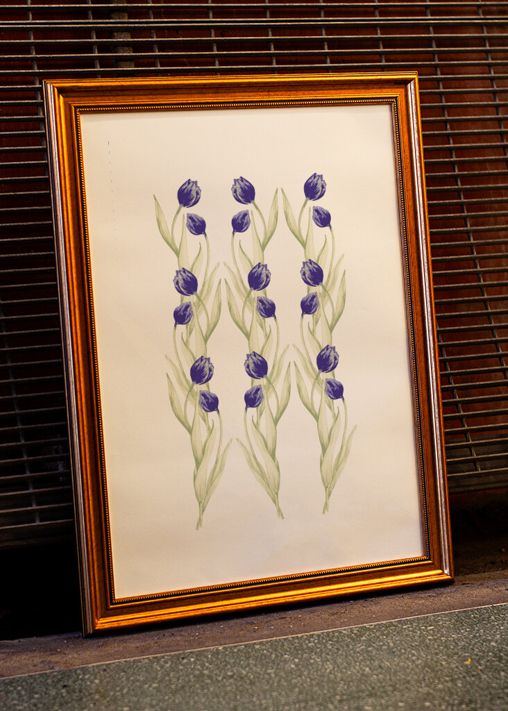 Tulips Repeating Blue